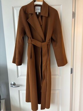COS Double Faced Wool Belted Coat in Copper Brown Size S